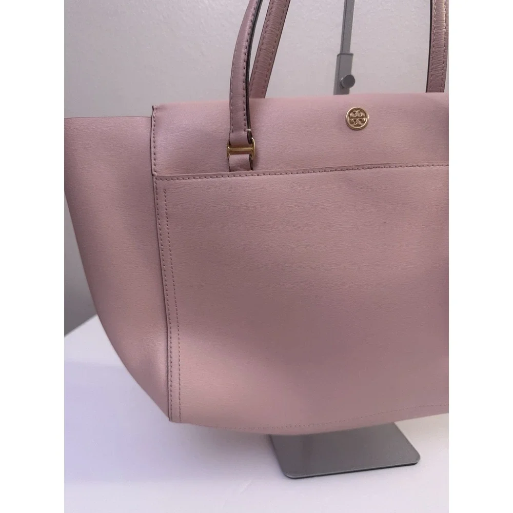Tory Burch Parker Tote Pink Leather Bag Purse Classic Preppy Zip Top‎